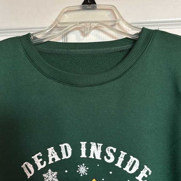 Shein women’s green Dead Inside But Jolly AF crew neck sweatshirt size XL - Picture 2 of 9